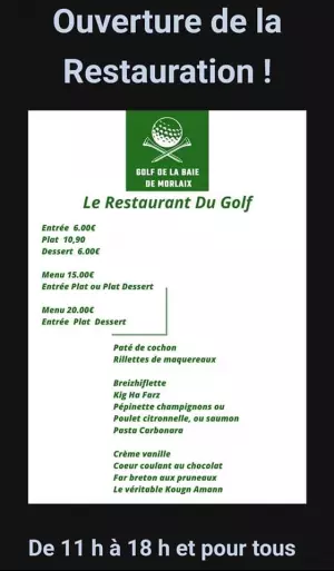 menu restaurant du golf