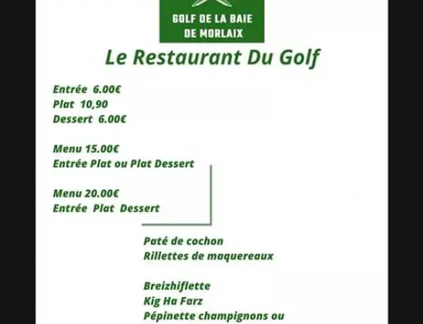 golf restaurant menu